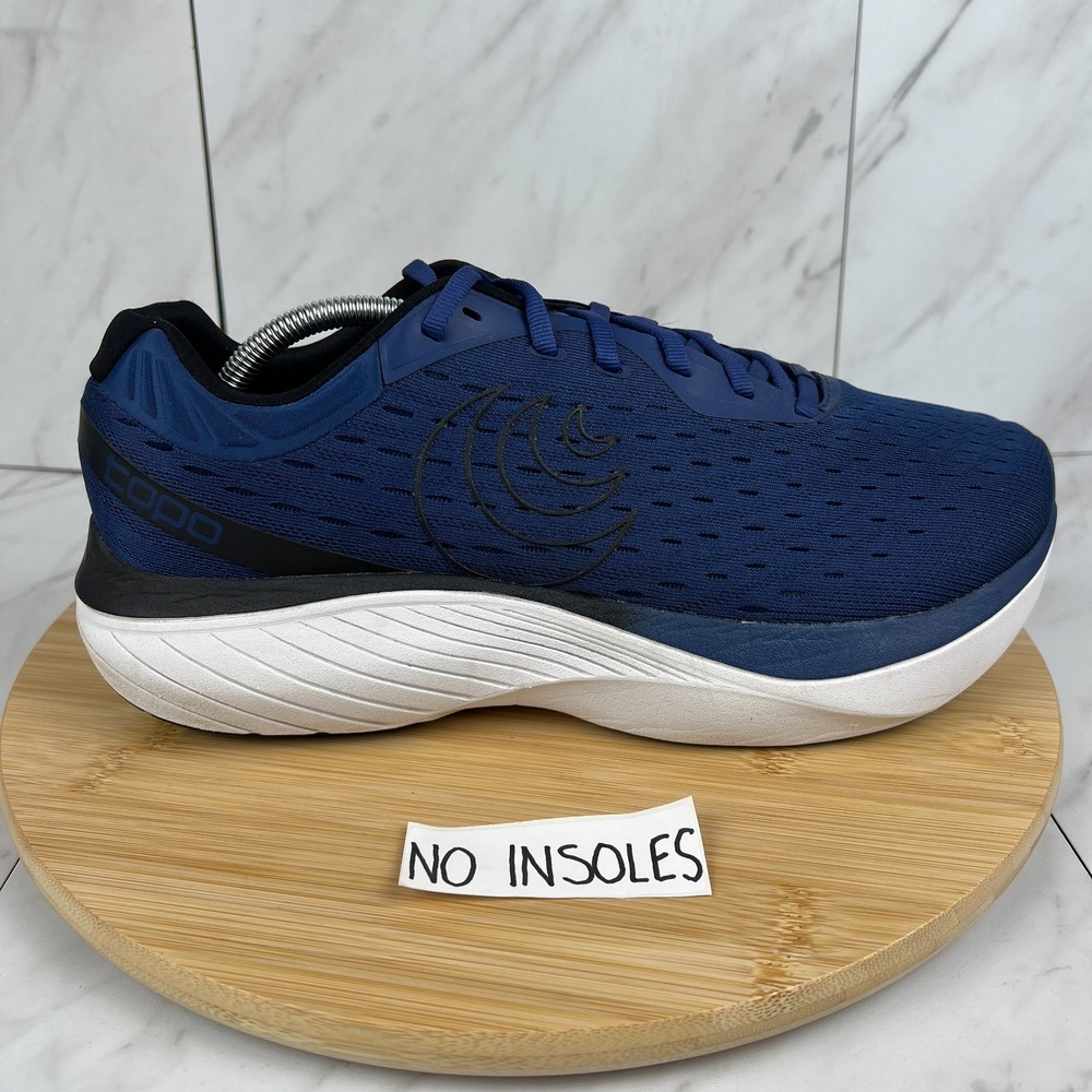 Topo Athletic Atmos Mens Size 11.5 Navy White Running Walk Gym Sneakers Shoes